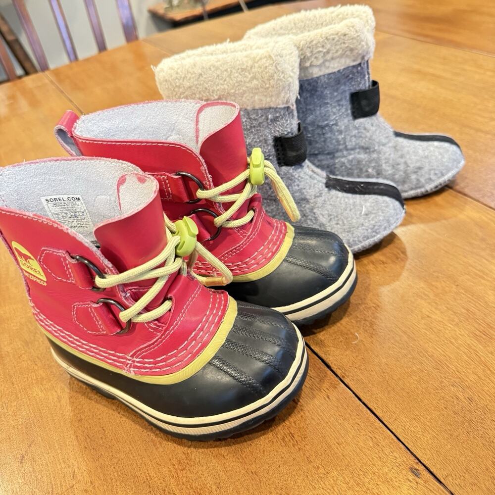 Sorel‎ Yoot Pac Girls 9 Winter Snow Duck Boot Leather Pink Waterproof Sherpa